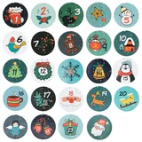 Oblique-Unique Oblique Unique® 24 Adventskalender Sticker Zahlen Aufkleber Weihnachten Basteln Weihnachtsdeko - Winter Motive