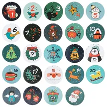 Oblique-Unique Oblique Unique® 24 Adventskalender Sticker Zahlen Aufkleber Weihnachten Basteln Weihnachtsdeko - Winter Motive