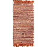 -LUXOR- living Teppich Frida Baumwolle Naturfaser Handgewebt Handwebteppich orange, 60 x 120 cm