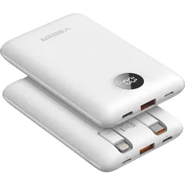 VEGER Powerbank Veger 10000mAh LCD 22,5W USB-C Lightning QuickCharge Weiß