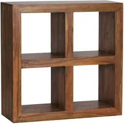KADIMA DESIGN Standregal Massivholz Sheesham 82 cm hoch 4 Böden Design Holz-Regal Naturprodukt Beistelltisch