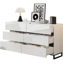 stilvora Sideboard 140 x 78,5 x 39,5 cm Weiß / Schwarz