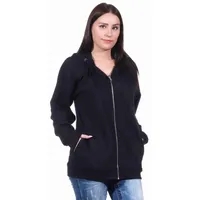 Normann Relaxanzug Damen Jacke mit Kapuze für Hausanzug oder Sportanzug Oberteil schwarz XL