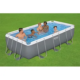 BESTWAY Power Steel Frame Pool Set 404 x 201 x 100 cm eckig grau inkl. Sandfilteranlage 56442
