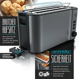 Arendo Frühstücks-Set, 8er Eierkocher + Langschlitz Toaster für 4 Scheiben, Grau