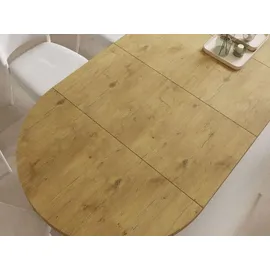 WFL GROUP Esstisch Rund Groß XXL Ausziehbar im Loft-Stil – 100 bis 250 cm – Extra Lang Ausziehtisch mit Weißen Holzbeinen, Industrieller Tisch für 5-1... - Braun