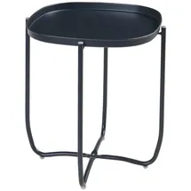 [en.casa] Outdoor Beistelltisch Sandefjord Tabletttisch Balkontisch mit abnehmbarem Tablett Schwarz Gartentisch 53 x 46 x 46 cm rechteckig Indoor Metalltisch