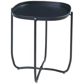[en.casa] Outdoor Beistelltisch Sandefjord Tabletttisch Balkontisch mit abnehmbarem Tablett Schwarz Gartentisch 53 x 46 x 46 cm rechteckig Indoor Metalltisch