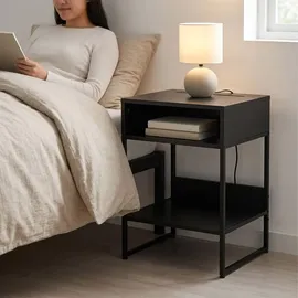 Relaxdays Nachtschrank 2 Fächer 40 x 40 x 30 cm Schwarz
