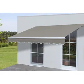 MCW Alu-Markise H790, Gelenkarmmarkise Sonnenschutz 4x3m Polyester, grau-braun