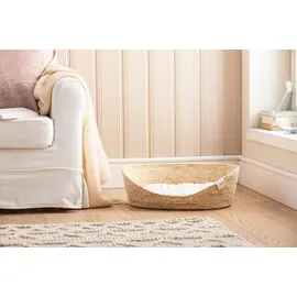 Dehner Premium Lovely Kuschelbett Tiefer Schlaf, 54 x 43 x 18 cm, Naturmaterial/Plüsch, weiß/beige