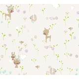 A.S. Création Papiertapete Boys & Girls 6 Tapete mit niedlichen Tieren 10,05 m x 0,53 m beige braun grün Made in Germany 369881 36988-1