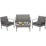 MCW Poly-Rattan Garnitur MCW-F56, Balkon-/Garten-/Lounge-Set Sitzgruppe ~ grau, Kissen dunkelgrau