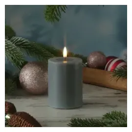 Deluxe Homeart Mia Deluxe LED Stumpenkerze 10 cm 7,5 cm grau