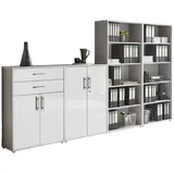 BMG Möbel Aktenschrank Tabor (Set 21, Büroschrank abschließbar mit Metallgriffen) Made in Germany grau