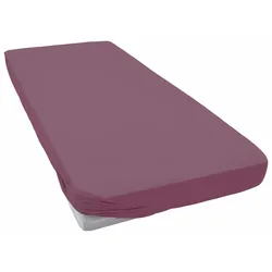 Spannbettlaken ESTELLA "Jersey Topper aus Baumwolle mit Elasthan", lila (aubergine), B:100cm L:200cm, Jersey, Obermaterial: 97% Baumwolle, 3% Elasthan, Laken, für Topper bis 10 cm Höhe