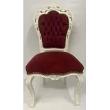Casa Padrino Barock Esszimmer Stuhl Bordeauxrot / Creme - Handgefertigter Antik Stil Stuhl mit edlem Samtstoff - Esszimmer Möbel im Barockstil - Barock Möbel
