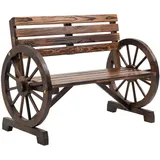Outsunny Gartenbank 2-Sitzer Holzbank Wagenrad-Design bis 240 kg - Braun