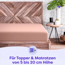 Wolkenfeld Spannbettlaken Baumwolle 90 x 200 - 100 x 200 cm rosa