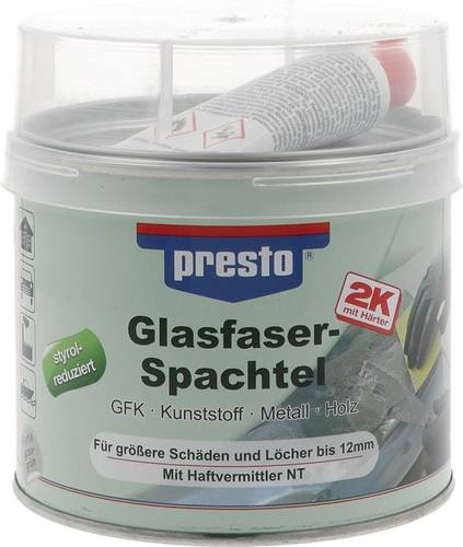 2K-Glasfaserspachtel prestolith® ext.grau-grün,Härter rot 1000g Dose PRESTO 6 Dosen