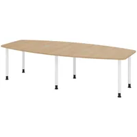 Bümö Konferenztisch, Eiche, Weiß, Nachbildung,Eiche, Oval, 280x74x130 cm, FSC