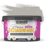 SEEBAUER diy Silikonharz-Fassadenfarbe Grau 2,5L für Außen (No. 204 Smooth Grey) Selbstreinigende Fassadenfarbe mit Lotuseffekt - Geeignet für Putz, Mauerwerk und Beton