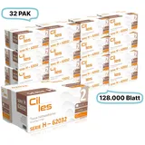 Blanc HYGIENIC Falthandtücher 25x21cm, 2-lg, 32 Pak, 128.000 Blatt gesamt, 4.000 Blatt/ Pak, Recyclingpapier, V-Falz, CIL- les Tissue, Series H