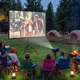Tectake tectake® Beamer-Leinwand für 4K HD, Ultra HD und Full HD, Gain-Faktor 1,0, reißfester Terylenestoff, faltenfrei gespannt, Format 16:9, 80“ Zoll 203cm Stativ höhenverstellbar klappbar