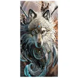 FANSU Strandtücher Microfaser Gross, Wolf Drucken Strandtuch Mikrofaser Leicht Strandhandtuch Erwachsene & Kinder Sommer Badetuch für Reise Strand Schwimmen (Grauer Traumfänger,150x180cm)