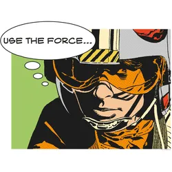 Bild KOMAR "Star Wars Classic Comic Quote Luke", bunt (farbe bild(er): bunt), B:50cm H:40cm, Papier, Holz, Bilder, Wandbild zur Dekoration im Kinderzimmer - ohne Rahmen