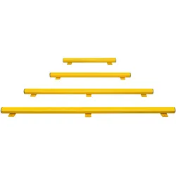 PROREGAL Unterfahrschutz Balken | Inkl. 2 Bodenplatten | HxBxØ 8,6x125x7,6cm | Kunststoffbeschichteter Stahl | Gelb
