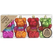 Inges Glas Christbaumschmuck Teddybär Kunststoff H 8 cm 4 Stück bunt