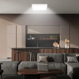 B.K.Licht Briloner Slim Case LED Deckenlampe, Indirektes Licht, Neutralweißes Licht, Weiß, 29 x 29 x 3 cm