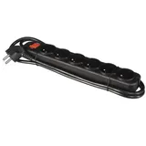 Perel Steckdosenleiste 1,5 m Schwarz 6 St.