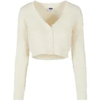 URBAN CLASSICS Cropped Feather Cardigan Strickjacke - White Sand
