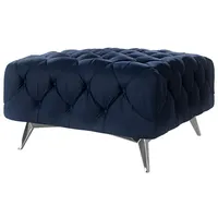 s-style möbel Polsterhocker Chesterfield Samt 80 x 45 x 80 cm Blau