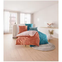 Bettwäsche WÄSCHEPUR Gr. 1, orange (terra, bedruckt), B/L: 135cm x 200cm, 2-teilige Garnitur St., 2-teilige Garnitur St., Feinbiber, B/L: 80cm x 80cm, Feinbiber, 100% Baumwolle, Bettwäsche