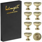 heimzeit Möbelgriff heimzeit Möbelknöpfe Sun - 8 Stück (Set), für Schubladen, Türen und Kommoden, inkl. Schraube goldfarben