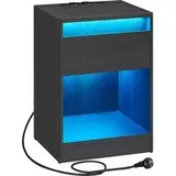 VASAGLE Nachtschrank mit einstellbarer LED 40 x 30 x 50 cm Schwarz
