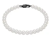 True Rebels Armband aus Edelstahl mit Perle (synth.) in schwarz | Gr.: 21 cm
