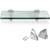 Glasboden Wandregal 20 x 10 x 0,8 cm, Glasregal Klarglas mit Halterung, Badregal Ablage Hängeregal für Badezimmer