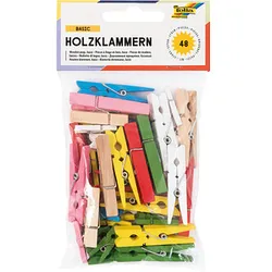 folia Holzklammern mehrfarbig basic 48 St.