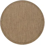KADIMA DESIGN Küchenteppich Uni Robust Waschbar Strapazierfähig Terrasse Garten Rund Braun 200x200 cm OEKO-TEX Gekettelt – ORIANA von Kadima Design