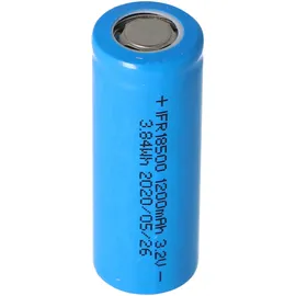 EIZfan IFR 18500 1200mAh 3,2V LiFePo4 Akku Flat Top ohne Kopf ungeschützt 49x18,15mm