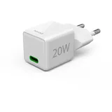 Hama Schnellladegerät USB-C Super-Mini-Charger PD 20 W weiß