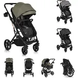 Moni Kombikinderwagen Rafaello 2 in 1, umbaubar, Sportsitz, Fußabdeckung, Tasche grün