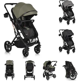 Moni Kombikinderwagen Rafaello 2 in 1, umbaubar, Sportsitz, Fußabdeckung, Tasche grün
