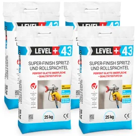 Level + Super Finish Spritz-Rollspachtel Fertigspachtel 100 kg Perfekt Glatt Q4 Sack L+43