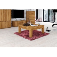 Natur24 Couchtisch Couchtisch Bento Wildeiche 90x90x43cm mit Schublade und Holzbeinen