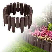 YARDIN Rasenkante Palisade Gartenpalisade Holzoptik Beeteinfassung Kunststoff Beetumrandung Flexibel Beetzaun für Gärten Beete Wege (2,8m, 10 Stück, Braun)